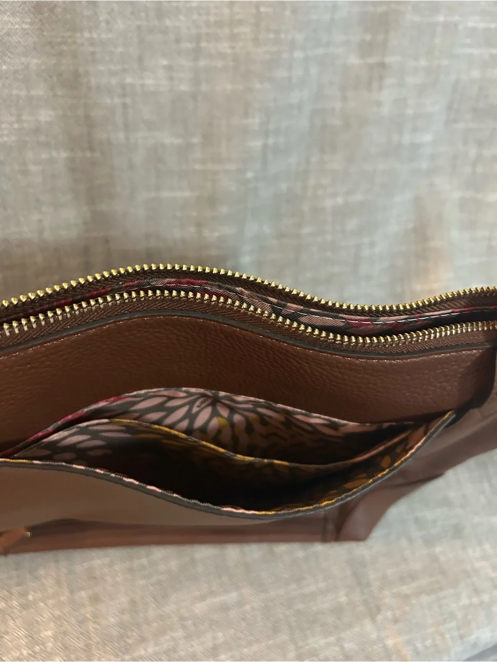 Lodis Chestnut Brown Leather Tote with Gold Accents